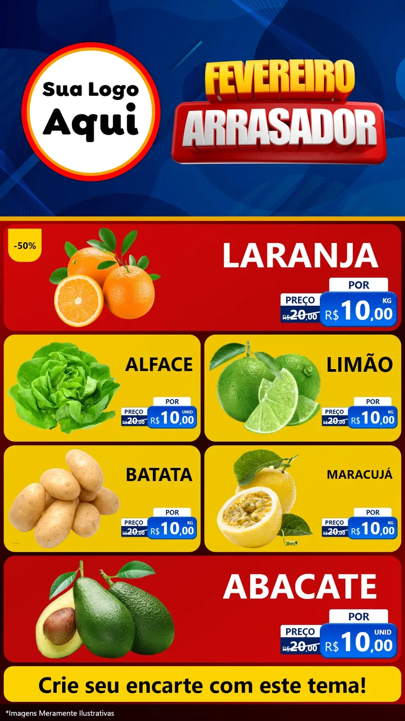 Modelo de TV para TV Vertical com o tema Fevereiro Arrasador para Hortifrúti