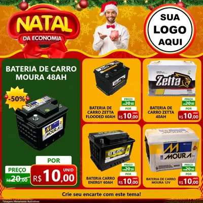 Modelo de Rede Social para Feed Facebook com o tema Natal da Economia para Baterias Elétricas