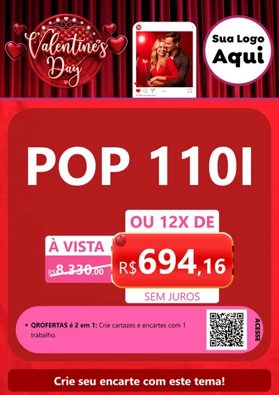 Modelo de Cartaz para Cartaz A4 Vertical com o tema Valentine's Day para Concessionaria de Motos