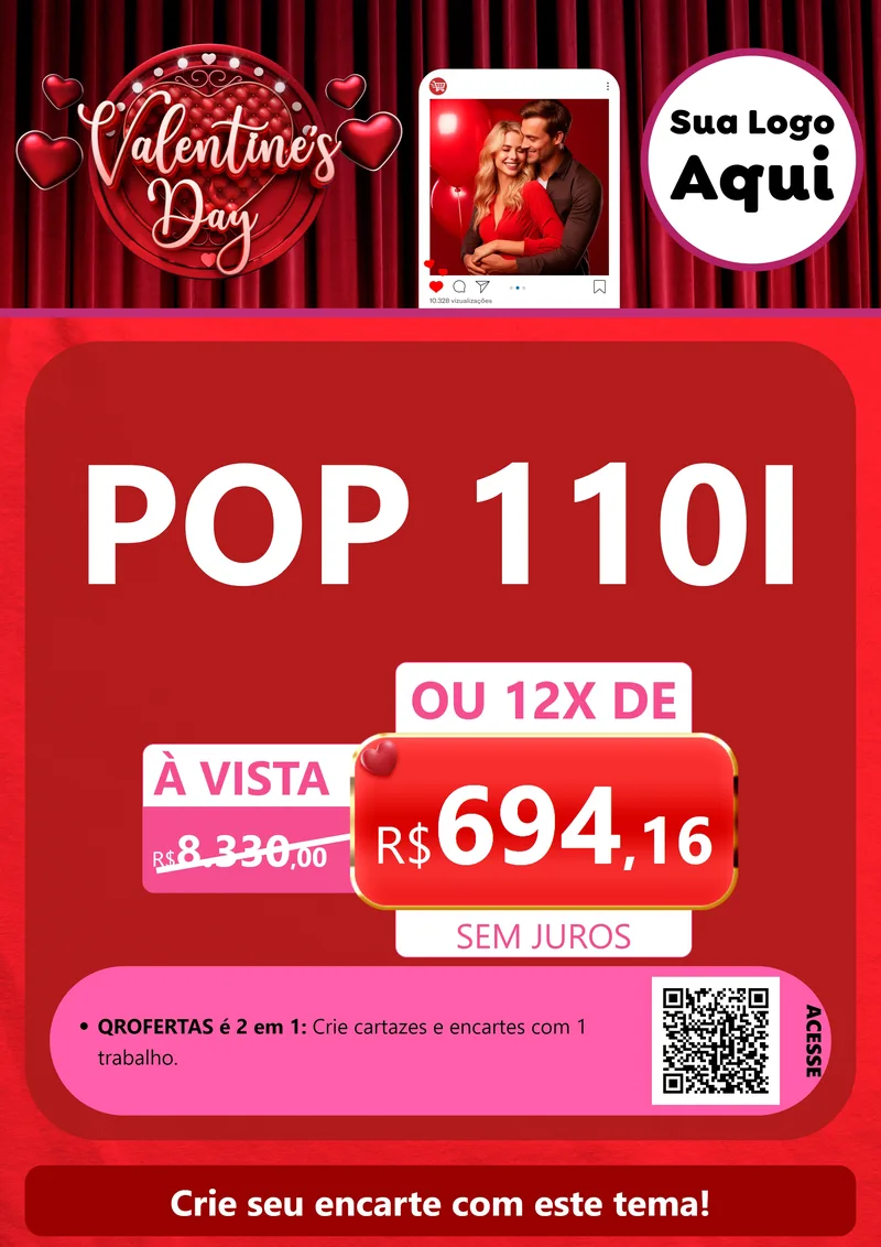 Modelo de Cartaz para Cartaz A4 Vertical com o tema Valentine's Day para Concessionaria de Motos