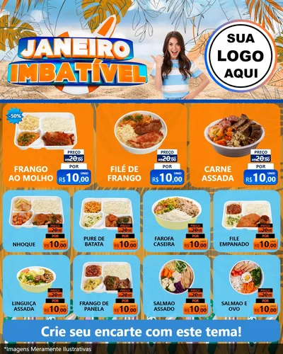 Modelo de Rede Social para Feed Instagram com o tema Janeiro Imbatível para Restaurante