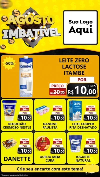 Modelo de Rede Social para Stories com o tema Agosto Imbatível para Frios e Laticínios