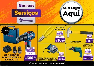 Modelo de Encarte para Encarte A4 Horizontal com o tema Nossos Serviços para Maquinas e Ferramentas