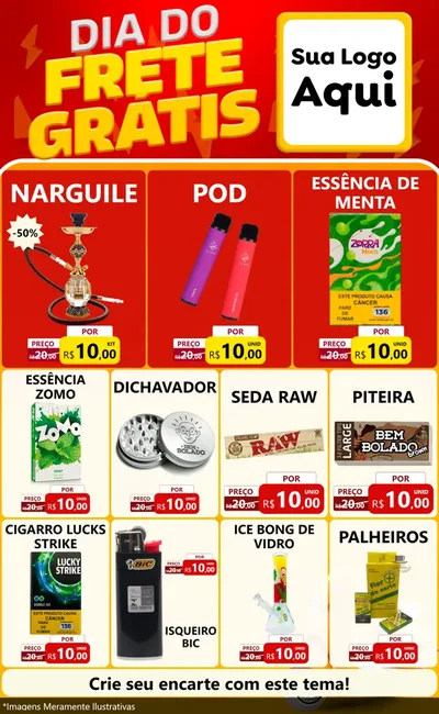 Modelo de Encarte para Encarte Grande com o tema Dia do Frete Grátis para Tabacaria