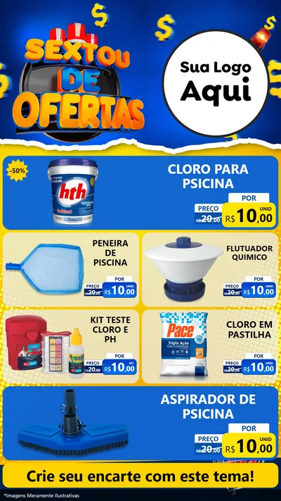 Modelo de TV para TV Vertical com o tema Sextou de Ofertas para Produtos para Piscina
