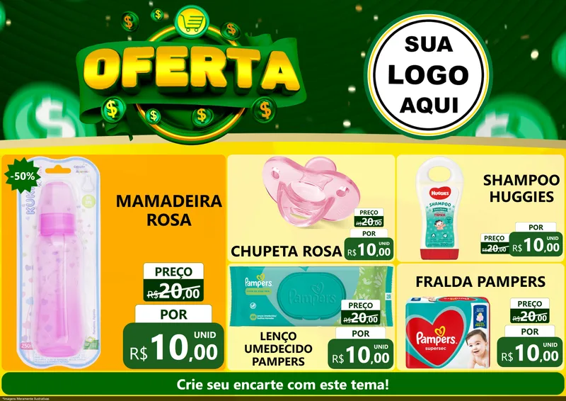 Modelo de Encarte para Encarte A4 Horizontal com o tema Oferta para Bebês