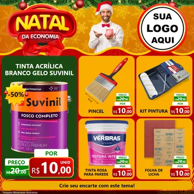 Modelo de Rede Social para Feed Facebook com o tema Natal da Economia para Tintas e Ferramentas