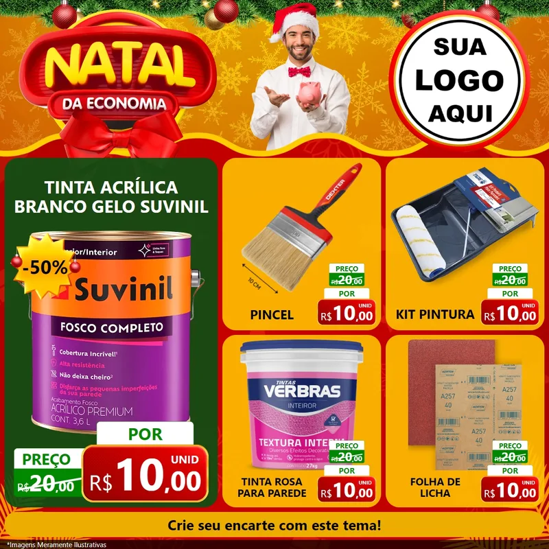 Modelo de Rede Social para Feed Facebook com o tema Natal da Economia para Tintas e Ferramentas
