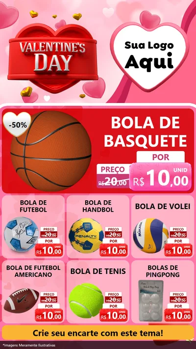 Modelo de Rede Social para Stories com o tema Valentine's Day para Artigos Esportivos