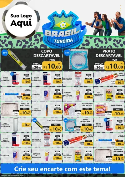 Modelo de Encarte para Encarte A4 Vertical com o tema Brasil Torcida - Copa para Embalagens