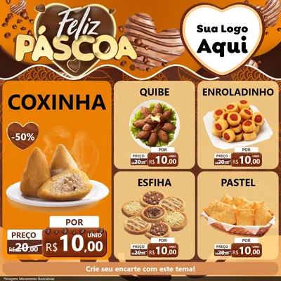 Modelo de Rede Social para Feed Facebook com o tema Feliz Páscoa para Salgadaria