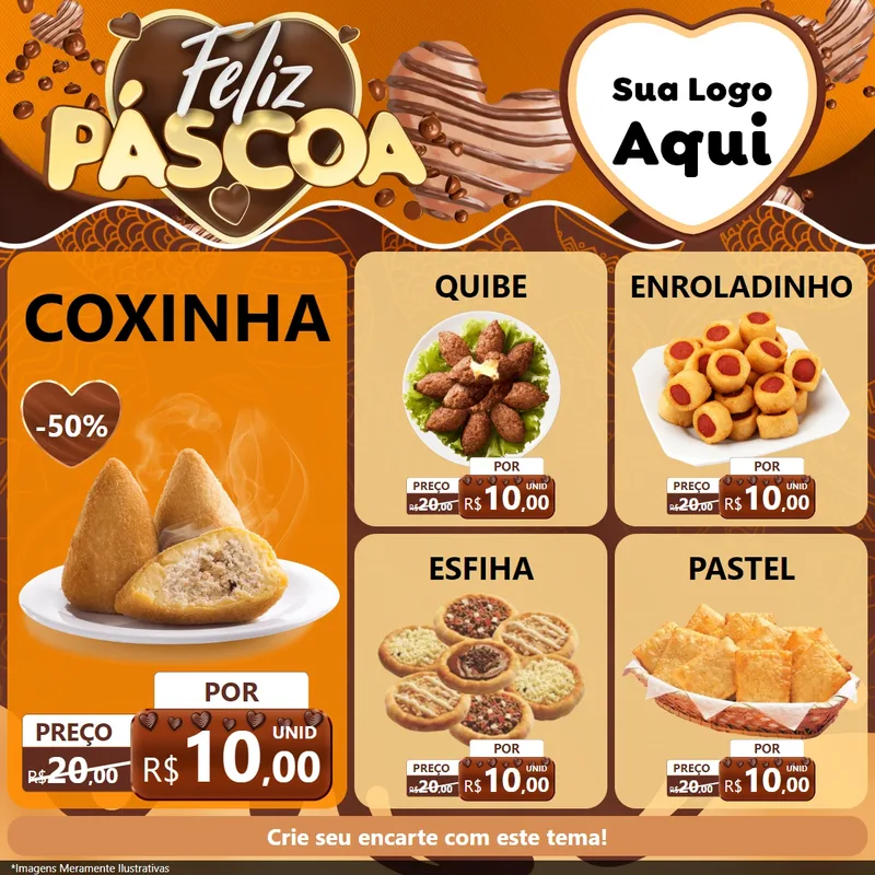 Modelo de Rede Social para Feed Facebook com o tema Feliz Páscoa para Salgadaria