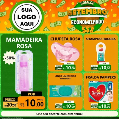 Modelo de Rede Social para Feed Facebook com o tema Comece Setembro Economizando para Bebês