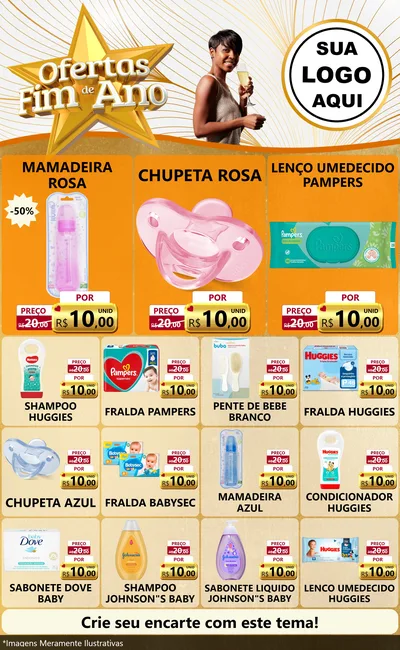 Modelo de Encarte para Encarte Grande com o tema Ofertas Fim de Ano para Bebês