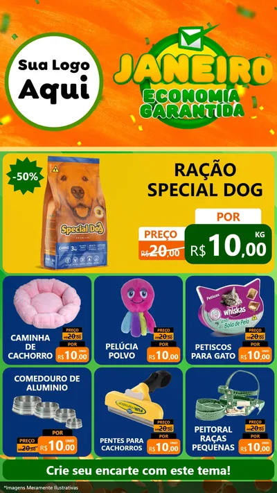 Modelo de Rede Social para Stories com o tema Janeiro - Economia Garantida para Pet Shop