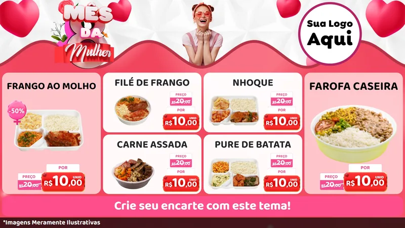 Modelo de TV para TV Horizontal com o tema Mês da Mulher para Restaurante