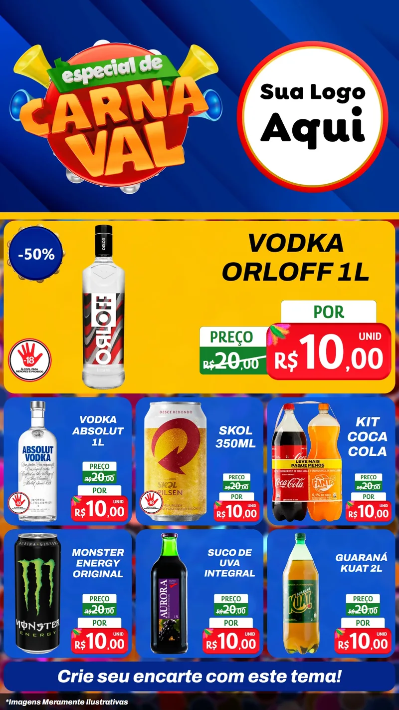 Modelo de Rede Social para Stories com o tema Especial de Carnaval para Distribuidora de bebidas