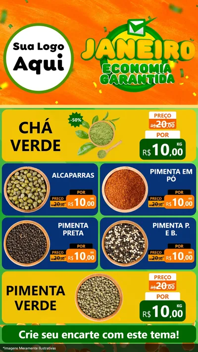 Modelo de TV para TV Vertical com o tema Janeiro - Economia Garantida para Produtos Naturais