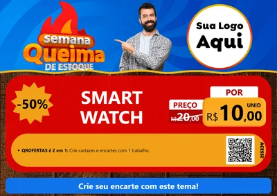 Modelo de Cartaz para Cartaz A4 Horizontal com o tema Semana Queima de Estoque para Informática