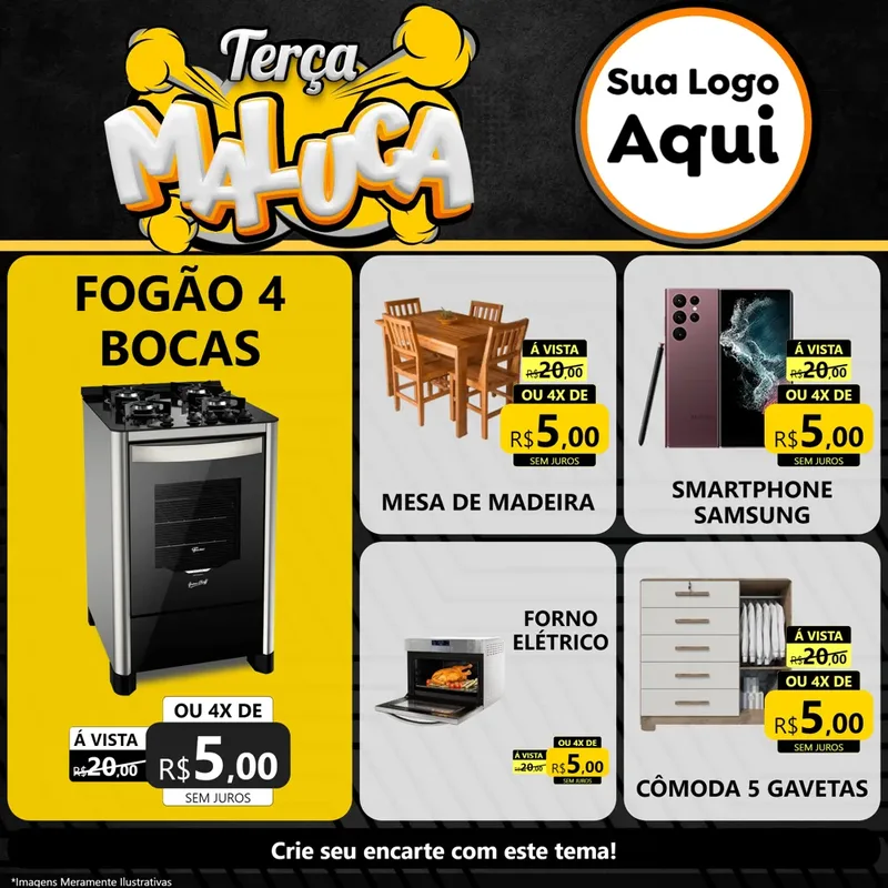 Modelo de Rede Social para Feed Facebook com o tema Terça Maluca para Móveis e Eletro