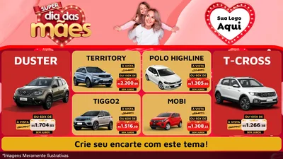 Modelo de TV para TV Horizontal com o tema Super Dia Das Mães para Concessionaria de Carros