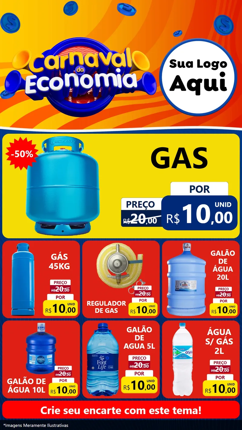 Modelo de Rede Social para Stories com o tema Carnaval da Economia para Água e gás