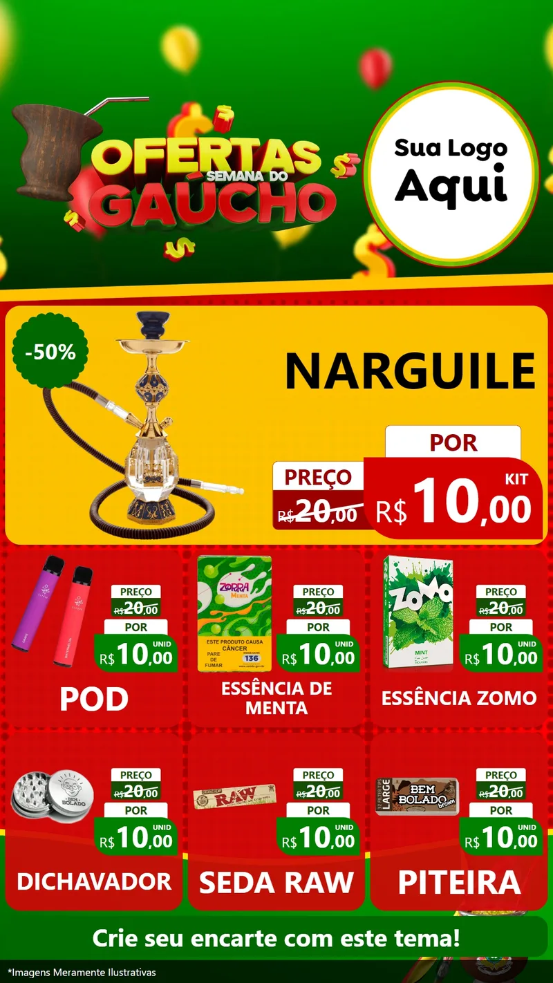Modelo de Rede Social para Stories com o tema Ofertas Semana Do Gaúcho para Tabacaria