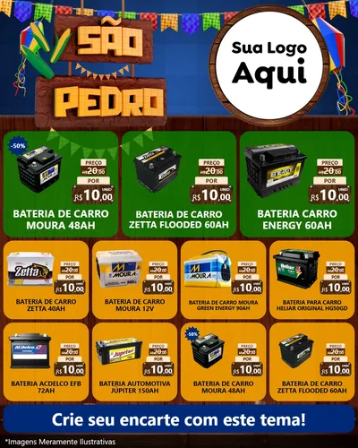 Modelo de Rede Social para Feed Instagram com o tema São Pedro para Baterias Elétricas
