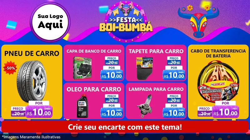 Modelo de TV para TV Horizontal com o tema Festa Boi-Bumbá para Auto peças