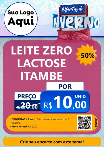 Modelo de Cartaz para Cartaz A4 Vertical com o tema Ofertas de Inverno para Frios e Laticínios