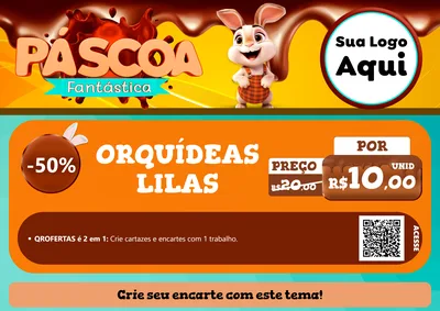 Modelo de Cartaz para Cartaz A4 Horizontal com o tema Páscoa Fantástica para Floricultura e jardim