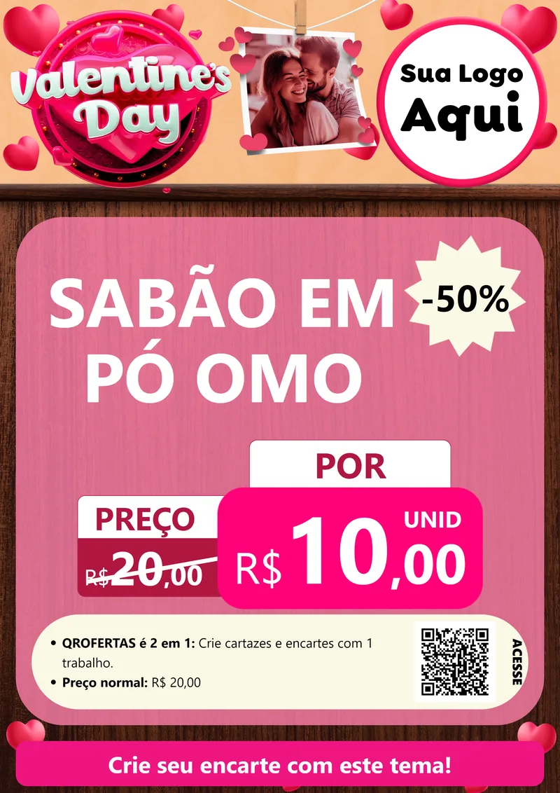 Modelo de Cartaz para Cartaz A4 Vertical com o tema Valentine's Day para Produtos de Limpeza