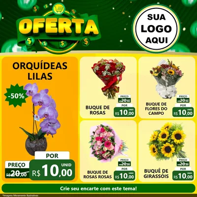 Modelo de Rede Social para Feed Facebook com o tema Oferta para Floricultura e jardim