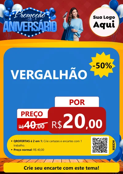 Modelo de Cartaz para Cartaz A4 Vertical com o tema Promoção de Aniversário para Ferragens