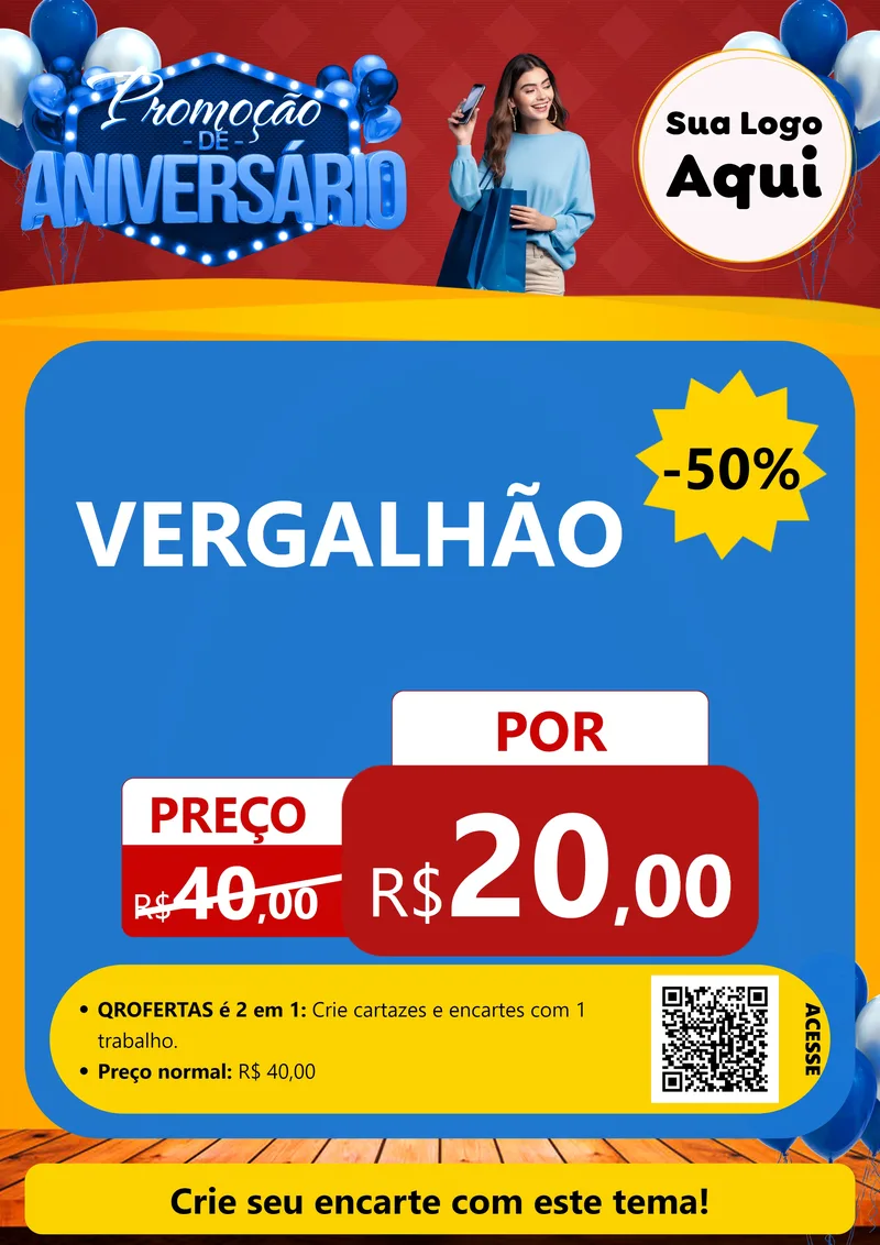 Modelo de Cartaz para Cartaz A4 Vertical com o tema Promoção de Aniversário para Ferragens
