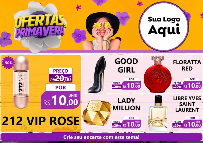 Modelo de Encarte para Encarte A4 Horizontal com o tema Ofertas Da Primavera para Perfumes