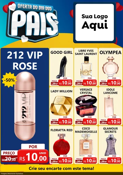 Modelo de Encarte para Encarte A4 Vertical com o tema Oferta Do Dia Dos Pais para Perfumes
