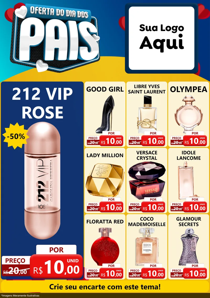 Modelo de Encarte para Encarte A4 Vertical com o tema Oferta Do Dia Dos Pais para Perfumes