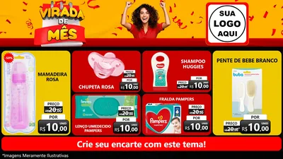 Modelo de TV para TV Horizontal com o tema Virada de Mês para Bebês