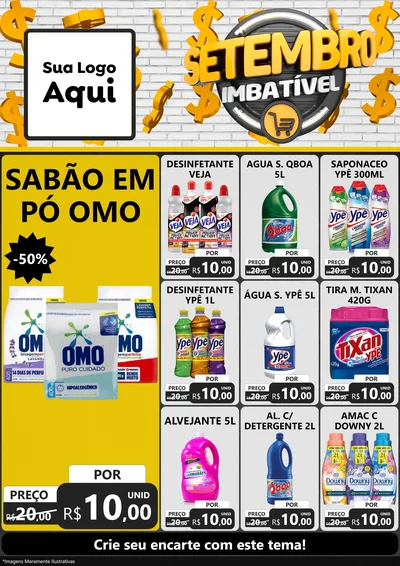 Modelo de Encarte para Encarte A4 Vertical com o tema Setembro Imbatível para Produtos de Limpeza