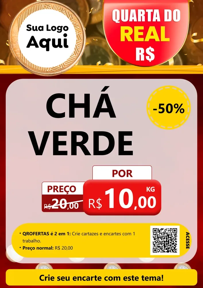 Modelo de Cartaz para Cartaz A4 Vertical com o tema Quarta do Real para Produtos Naturais