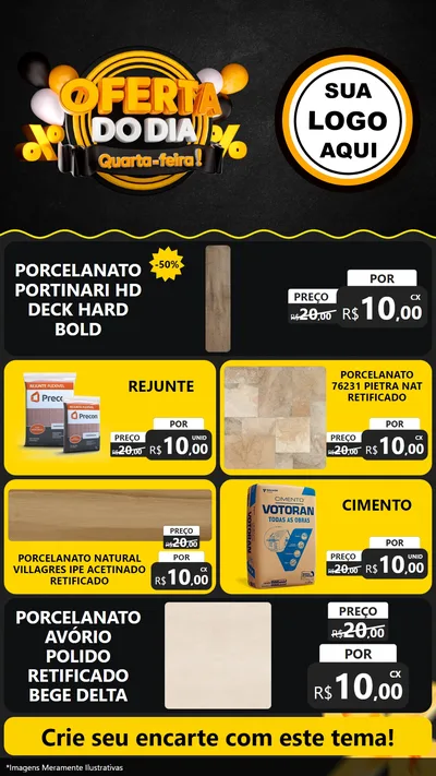 Modelo de TV para TV Vertical com o tema Oferta do Dia - Quarta Feira! para Pisos e revestimentos