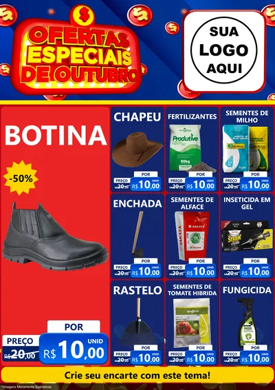 Modelo de Encarte para Encarte A4 Vertical com o tema Ofertas Especiais de Outubro para Agropecuária