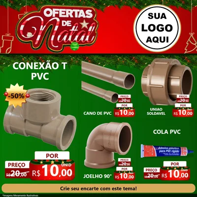 Modelo de Rede Social para Feed Facebook com o tema Ofertas de Natal para Tubos e conexões