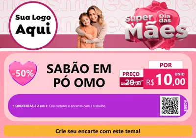 Modelo de Cartaz para Cartaz A4 Horizontal com o tema Super Dia Das Mães para Produtos de Limpeza
