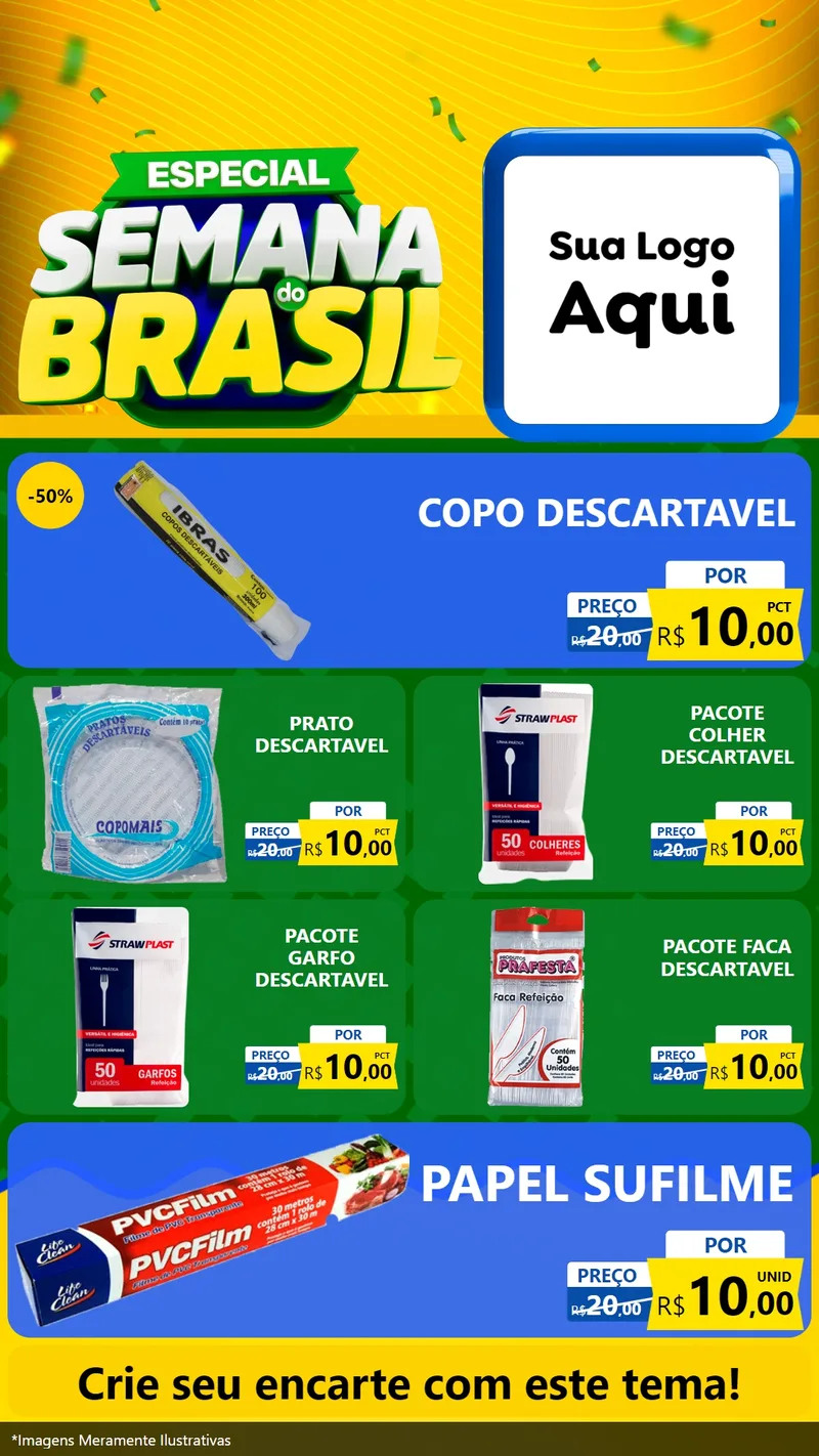 Modelo de TV para TV Vertical com o tema Especial Semana do Brasil para Embalagens