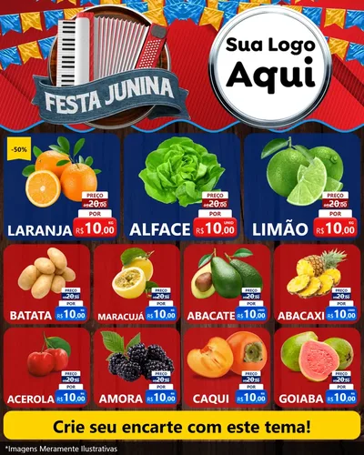 Modelo de Rede Social para Feed Instagram com o tema Festa Junina para Hortifrúti