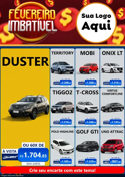 Modelo de Encarte para Encarte A4 Vertical com o tema Fevereiro Imbatível para Concessionaria de Carros