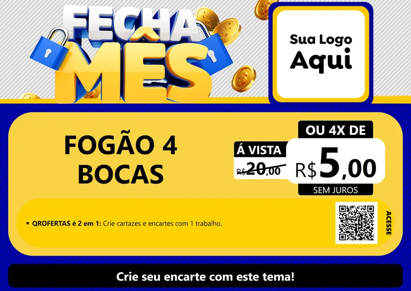 Modelo de Cartaz para Cartaz A4 Horizontal com o tema Fecha Mês para Móveis e Eletro