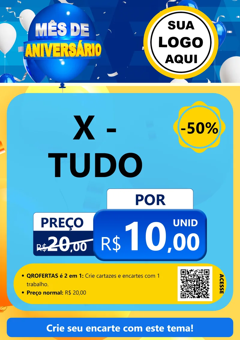 Modelo de Cartaz para Cartaz A4 Vertical com o tema Mês de Aniversário para Hamburgueria